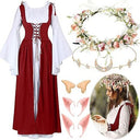 Conjunto de vestido de hada medieval con accesorios para la cabeza y orejas