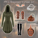 Women's Olive Green Hooded Elf Ranger LARP Costume Set