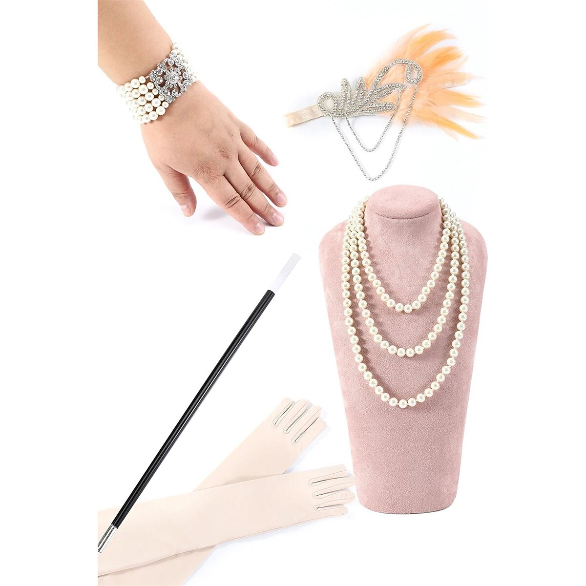 Sequin Flapper  Dress with Accessories Set