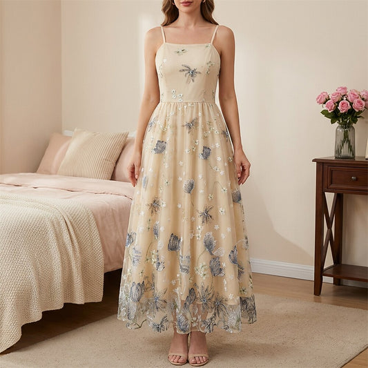 Floral Embroidered Midi Dress