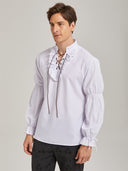 Men's White Medieval Lace-Up Shirt for Pirate & Viking Costumes