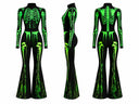 Leotard svasato da donna di Halloween con scheletro verde neon