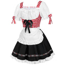 Oktoberfest Red Checkered Dirndl Dress with Apron and Blouse - Retrorobe