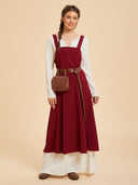 Women's Burgundy Medieval Overdress Costume Set