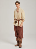 Men's Beige & Brown Pirate Costume Set