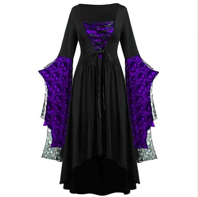 Gothic Halloween Bat Sleeve Irregular Dress