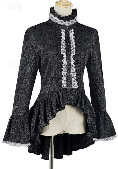 Rococo Victorian Style Goth Design Lace Ruffle  Blouse