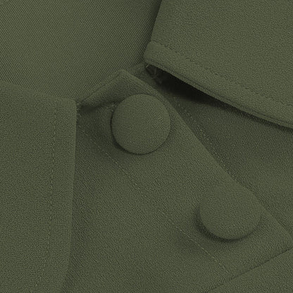 Women's 1950s Solid Color Peter Pan Collar Long Sleeve Flare Dress