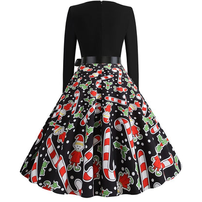Christmas Print Fit & Flare A-Line Dress