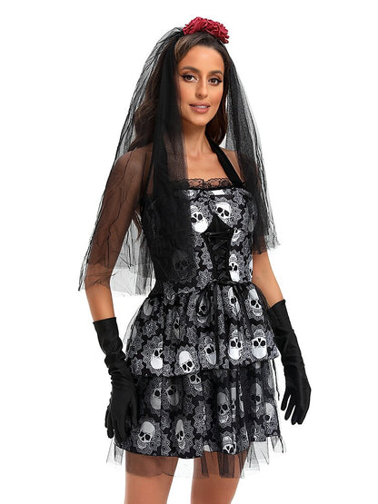 Ghost Bride Skeleton Skull Costume