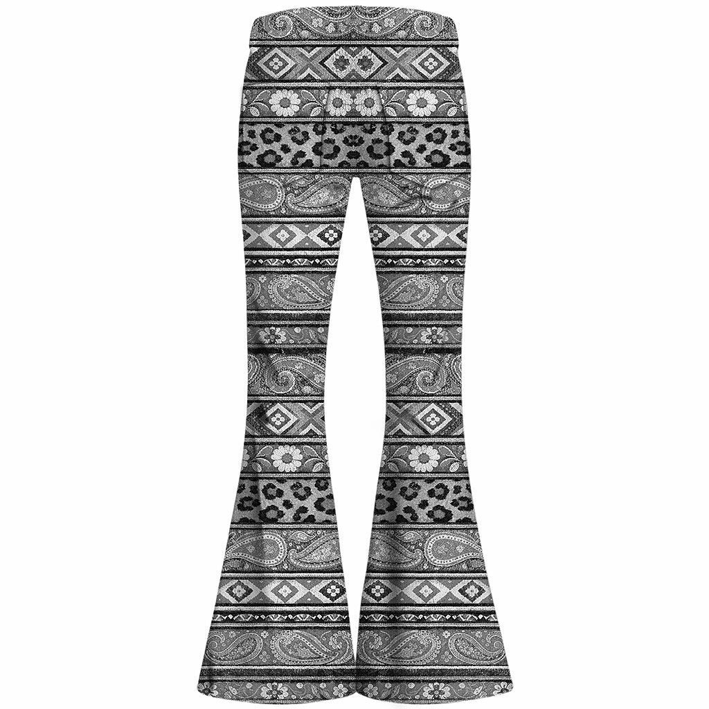 Retro 70s Bohemian Paisley High Waist Wide Flared Trousers