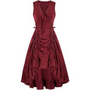 Renaissance Style Sleeveless Dress with Lace-up Waist - Retrorobe