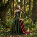 Conjunto de vestido de arquera hada medieval con brazalete