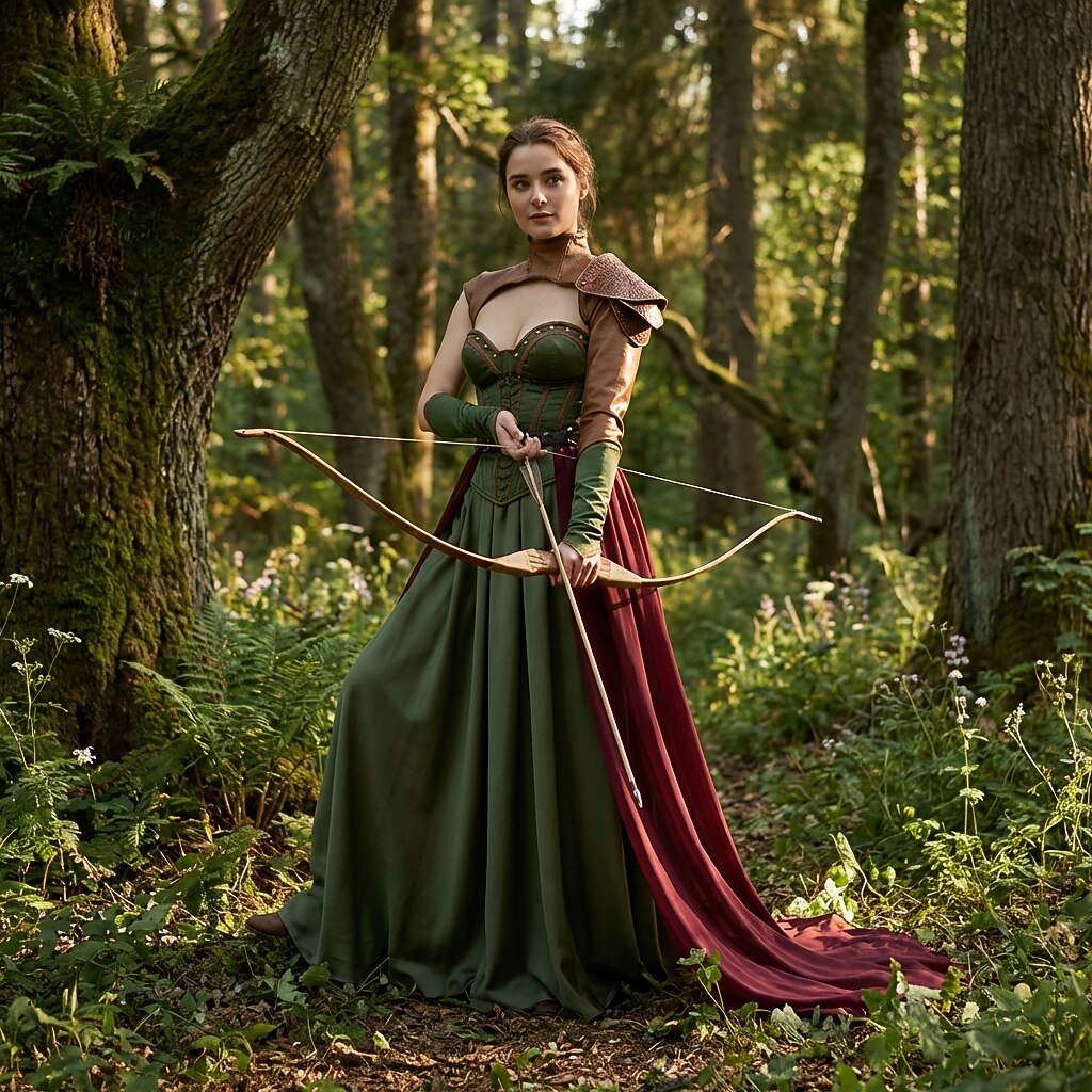 Medieval Fairy Archer Dress Set with Bracer