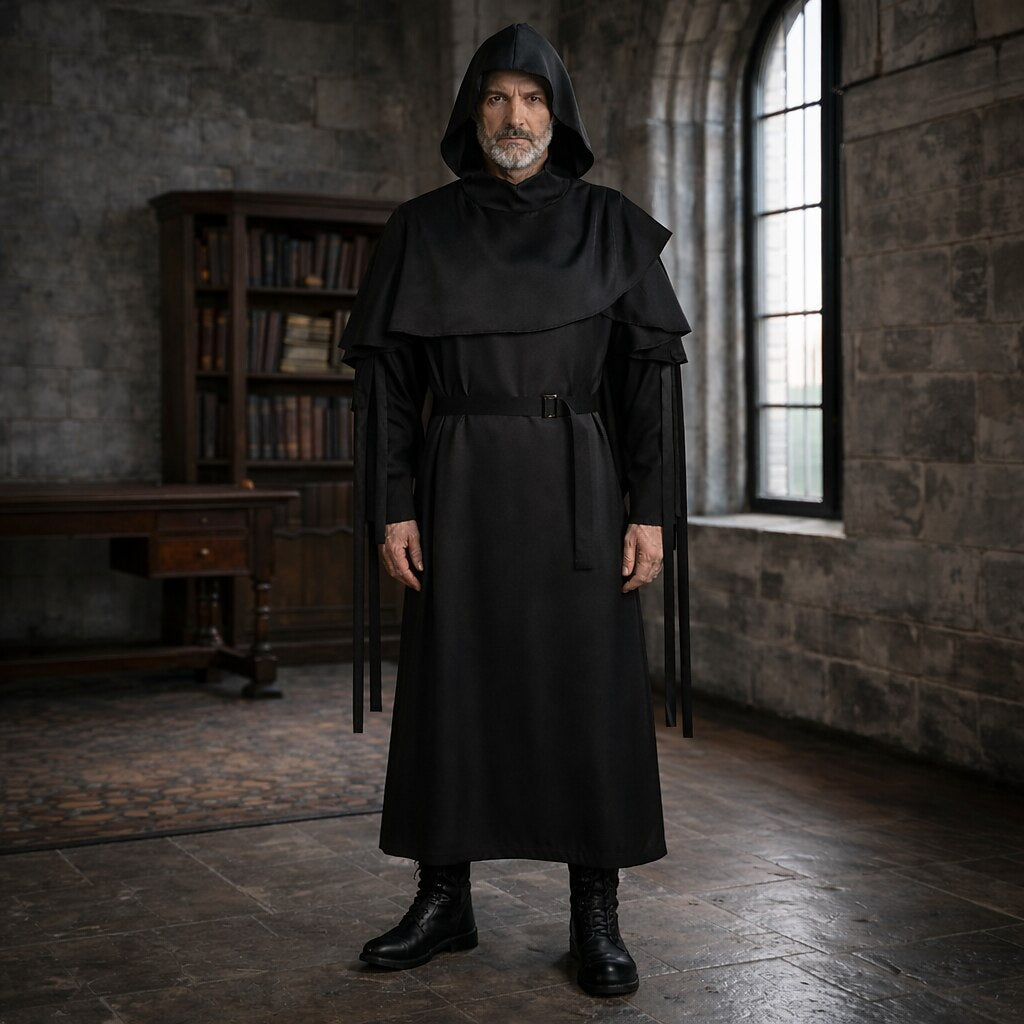 Medieval Gothic Tunic Cape With Waist Belt