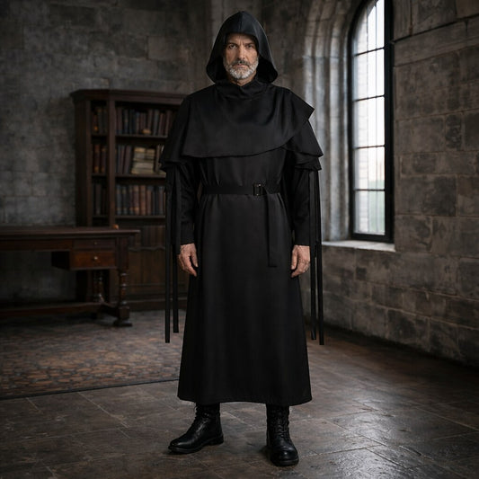 Medieval Gothic Tunic Cape With Waist Belt