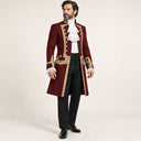 Men's Burgundy Gold-Border Victorian Gentleman 3-Piece Costume Set