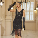 Black Beading Tassel Flapper Dress