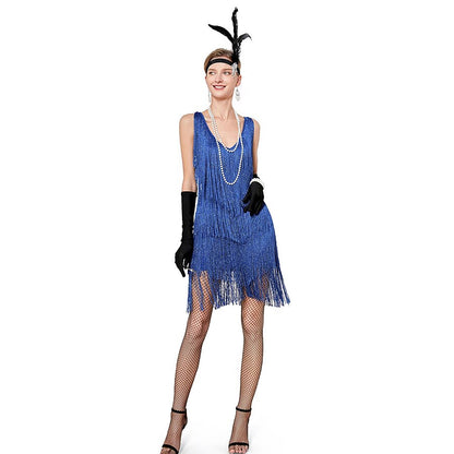 Sequin Fringe Charleston Dress with Accessories Set