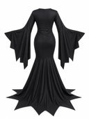 Women's Gothic Bat Sleeve Witch 3-Piece Halloween Costume Set