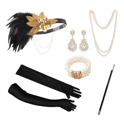 6Pcs 1920s Golden Art Deco Accessories Set