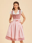 Oktoberfest Pink Midi Dirndl Dress with Pockets