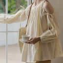 Classic Flowy Pleated Cold Shoulder Blouse - Retrorobe