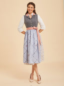 Oktoberfest Grey Dirndl Dress with Deer Print Apron