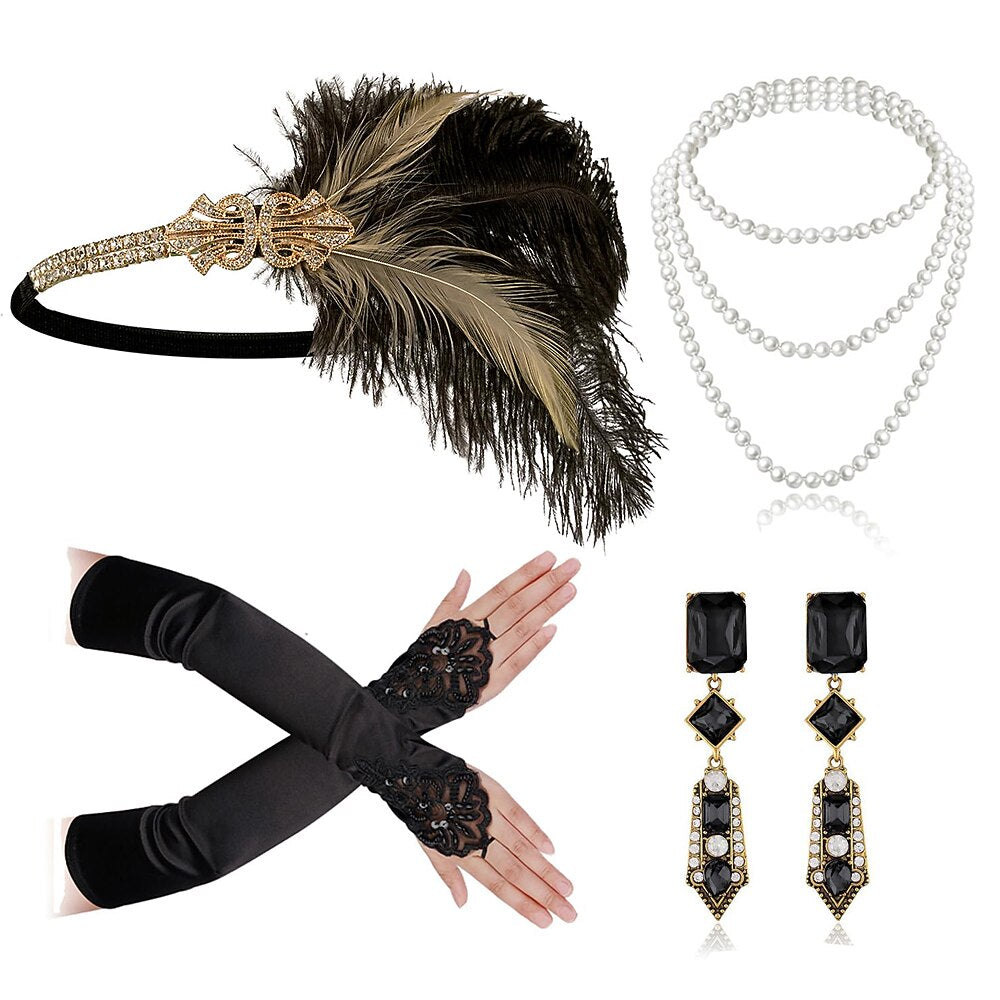 4Pcs 1920s Flapper Accessory Set