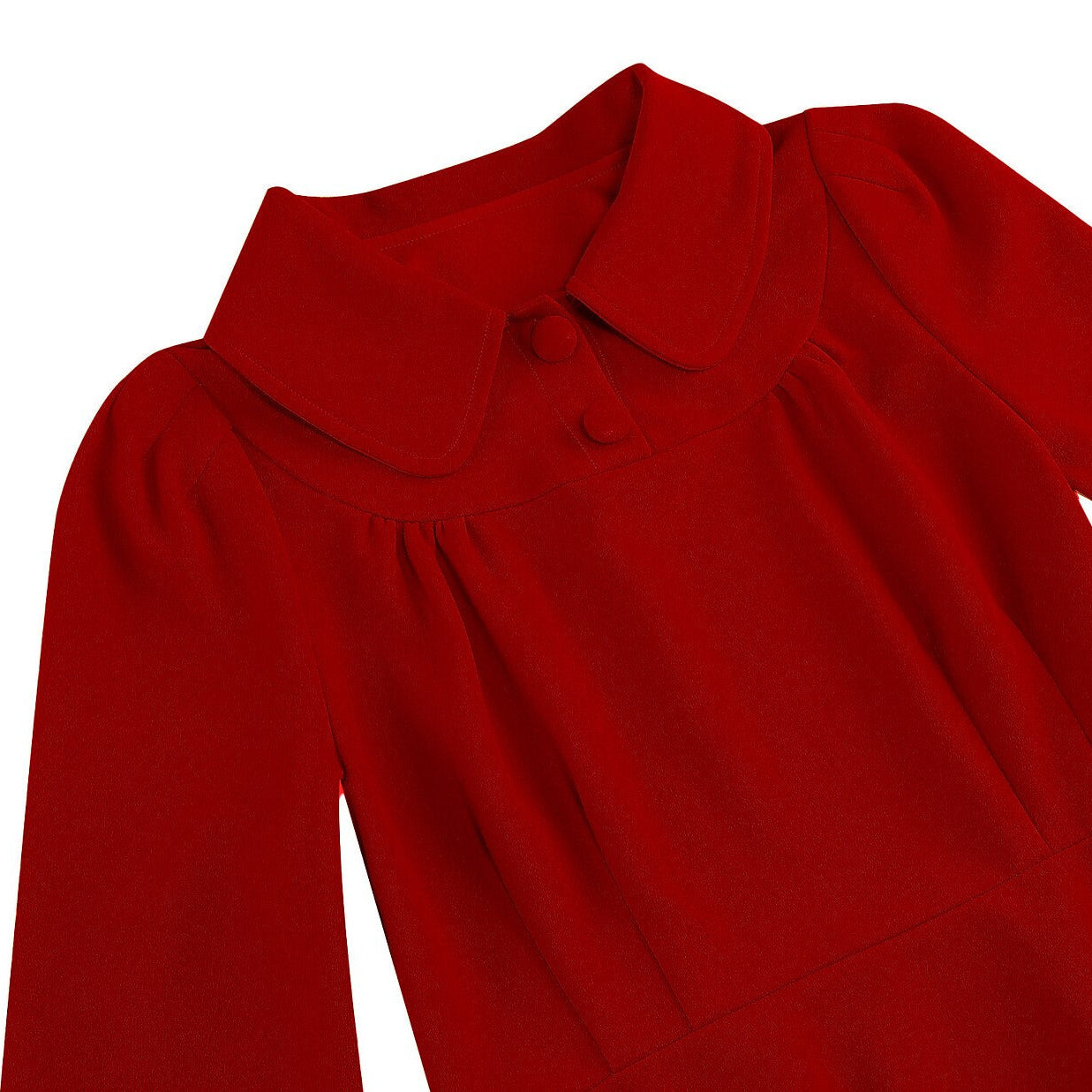 Women's 1950s Solid Color Peter Pan Collar Long Sleeve Flare Dress