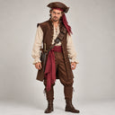 Set da uomo da 6 pezzi con gilet da pirata marrone e cappello a tricorno