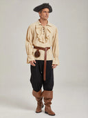 Men's Beige Ruffled Pirate 5-Piece Costume Set