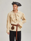 Beiges 5-teiliges Piratenkostüm-Set für Herren mit Rüschen