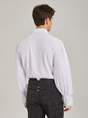 Men's White Victorian Ruffle Shirt & Black Pants Costume Set