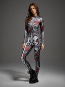 Women's Gothic Skeleton Bodysuit 3-Piece Halloween Costume Set