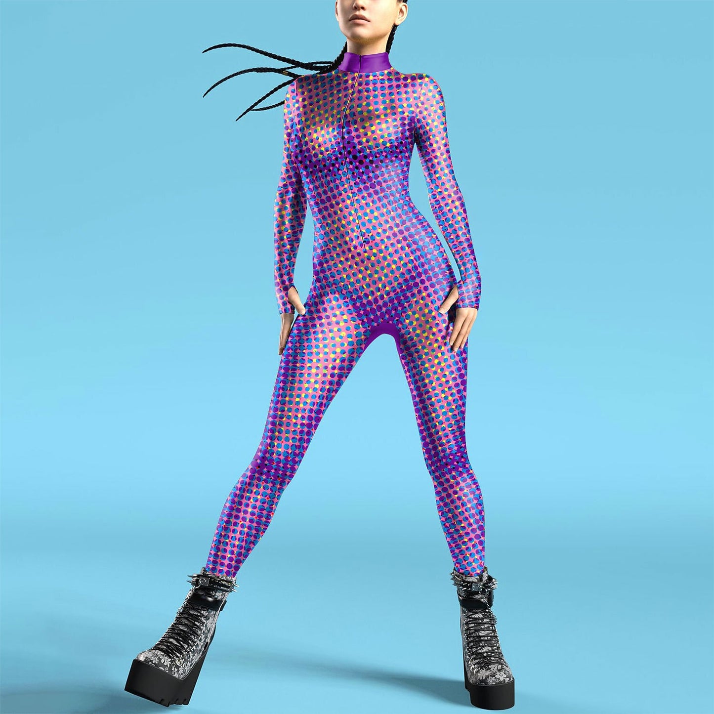 Rainbow Print Catsuit Costume