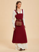 Women's Burgundy Medieval Overdress Costume Set