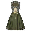 Oktoberfest Green Embroidered Dirndl Dress with Apron - Retrorobe