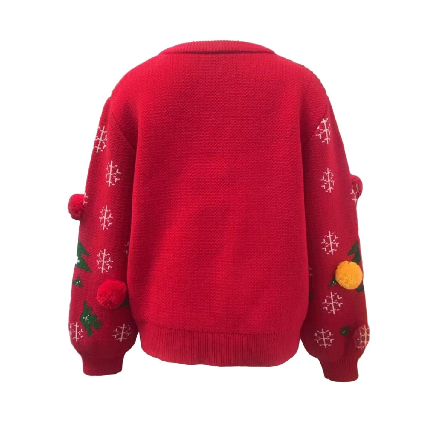 Pom-Pom Red Christmas Tree Ugly Christmas Sweater
