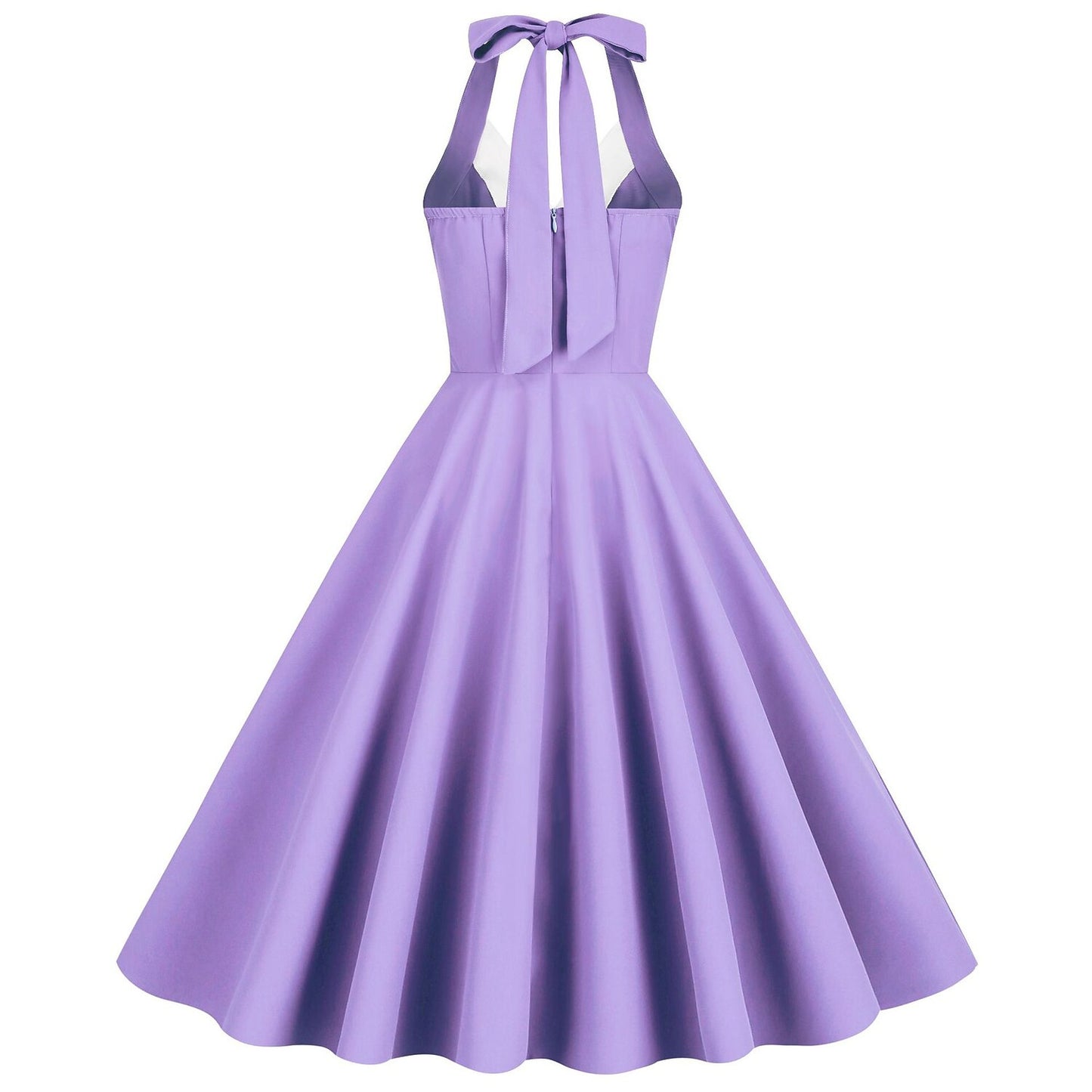 Women's 1950s Purple Halter Neck Swing Dress