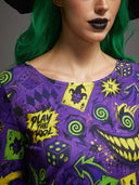 Women's Purple Joker Card Print Halloween Mini Dress