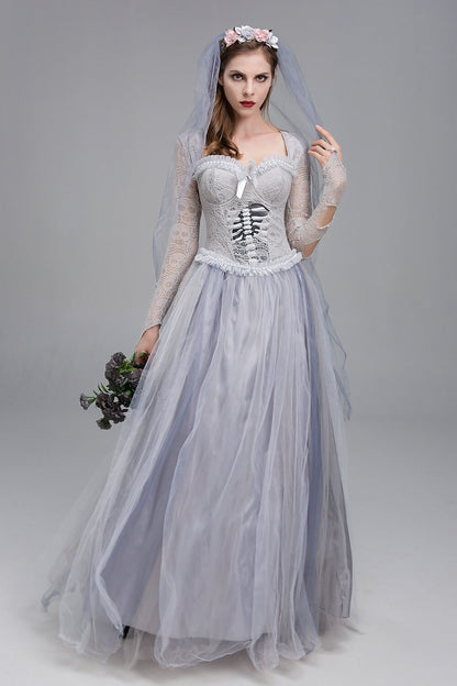 Ghost Bride Skeleton Lace Tulle Dress