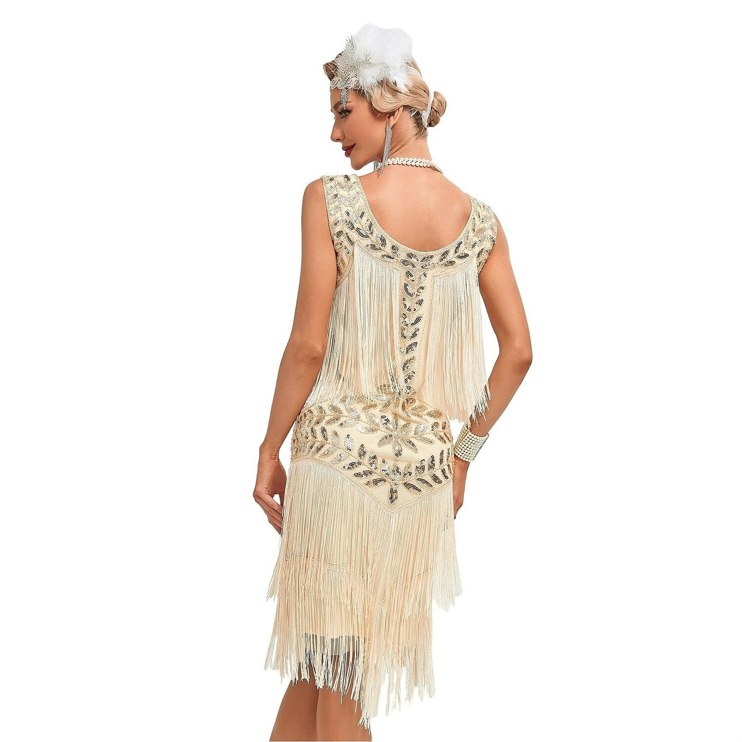 Beaded Art Deco Floral Flapper Dress