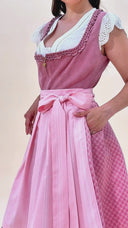 Oktoberfest Pink Midi Dirndl Dress with Pockets