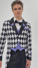 Men's Purple Harlequin Tailcoat 3-Piece Halloween Costume