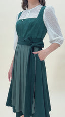 Oktoberfest Teal Green Dirndl Dress with Satin Apron
