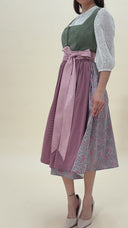 Sage Green & Dusty Rose Dirndl Dress with Paisley Skirt