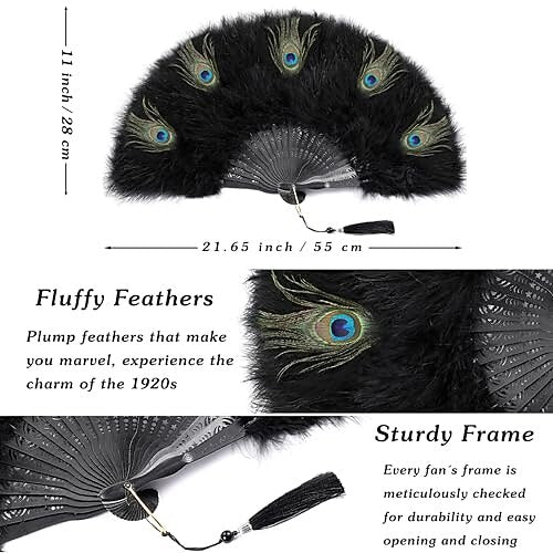 1920s Black Peacock Fan