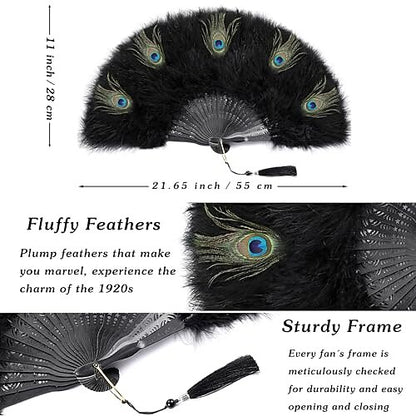 1920s Black Peacock Fan