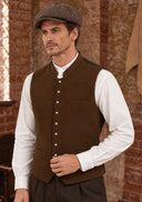 Men's Brown Heritage Vest & Newsboy Cap 2-Piece Set